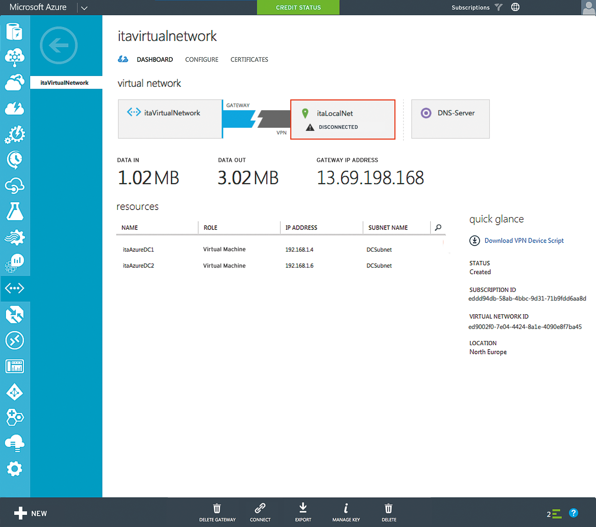 In the case of an interruption to the VPN connection, Azure automatically tests whether it can be recovered. 